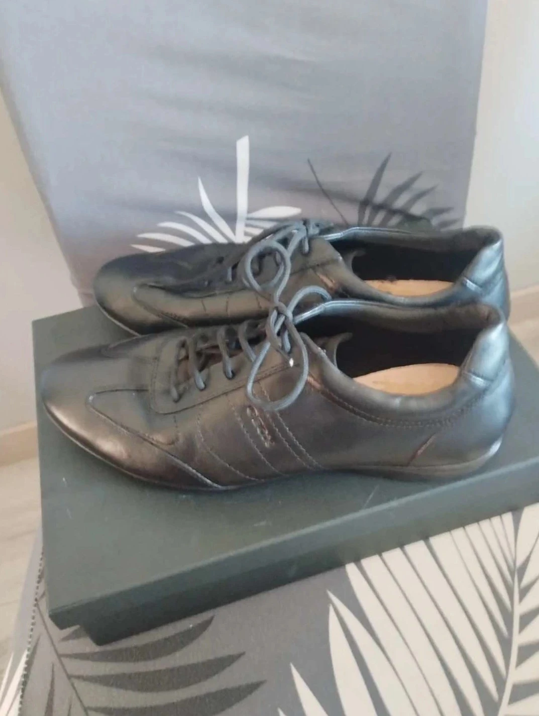 Tênis preto masculino com cadarço em couro, Geox, P44 em ótimo estado – photo 9